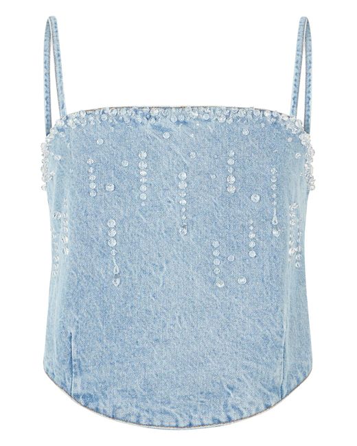 GIUSEPPE DI MORABITO Blue Top With Strass