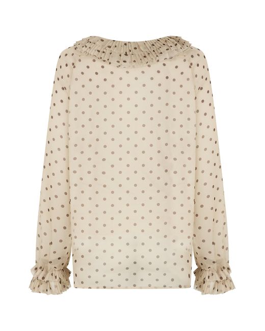 P.A.R.O.S.H. Natural Polka Dot Polyester Blouse