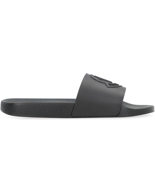 Slides Basile in gomma di Moncler in Black da Uomo