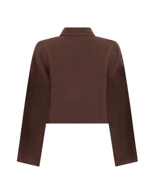 Lois Brown Linen Crop Top