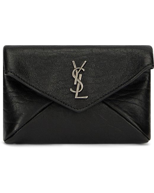 Saint Laurent Black Cardholder Envelope With Decoration Cassandre for men