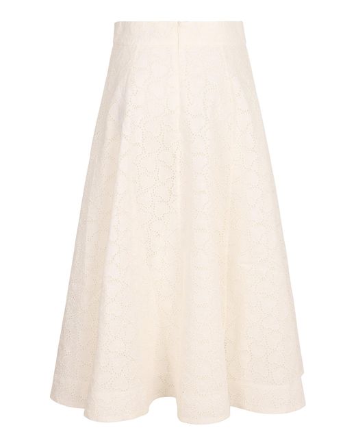 Zimmermann White Crush Midi Skirt