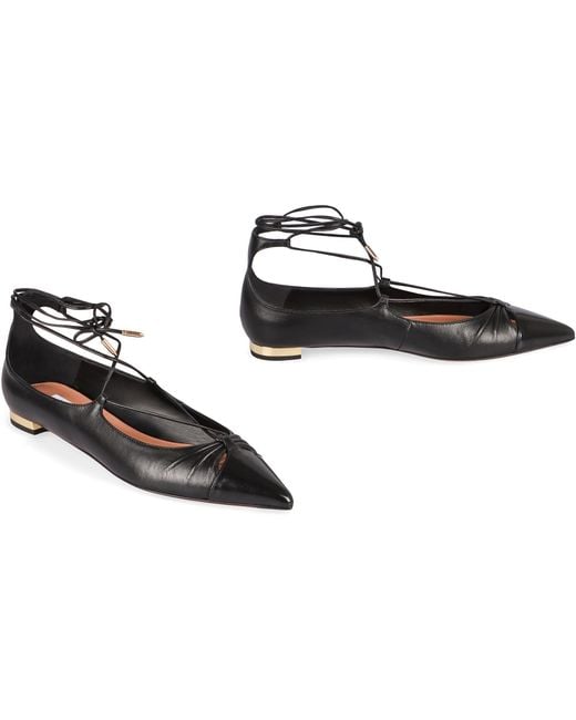 Aquazzura Black Gabi Pointy-Toe Ballet Flats