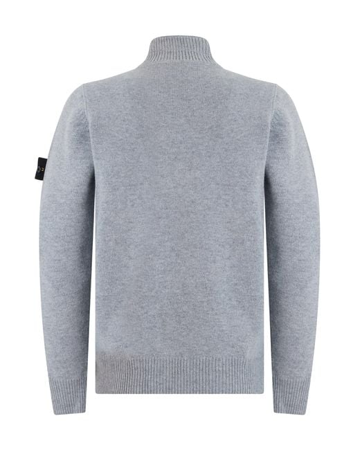 Stone Island Gray High-Neck Sweater Made Of Virgin Wool for men
