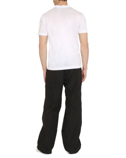 Canali White Cotton Crew-Neck T-Shirt for men