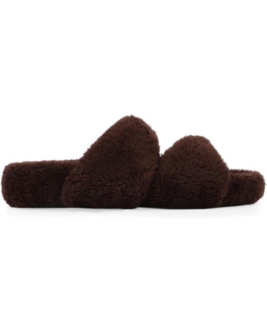 Aquazzura Brown Shearling Slides