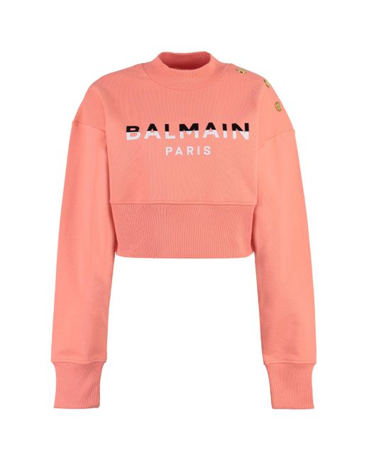 Balmain Pink Cotton Crew-Neck Sweatshirt