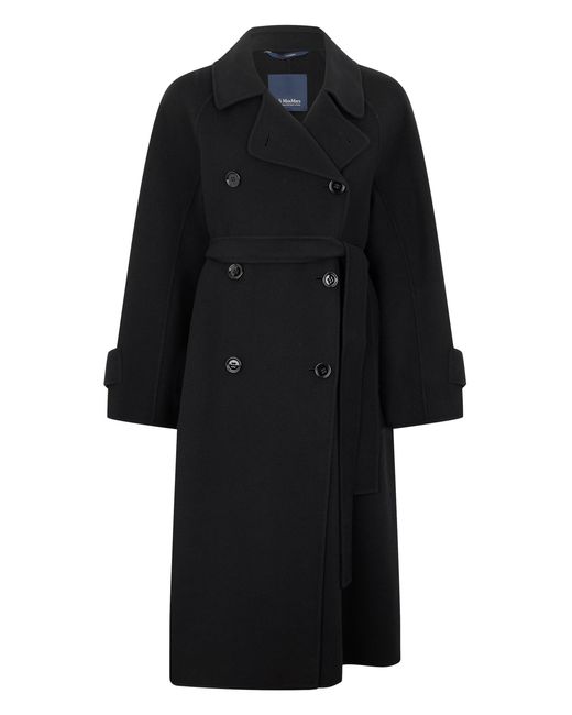 Max Mara Black Long Coat With Belt