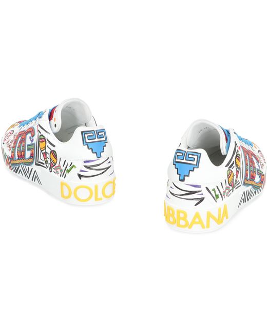 Sneakers low-top Portofino Spoiler in pelle di Dolce & Gabbana in White da Uomo