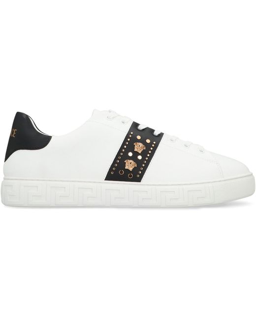Versace White Greek Sneakers In Nylon for men