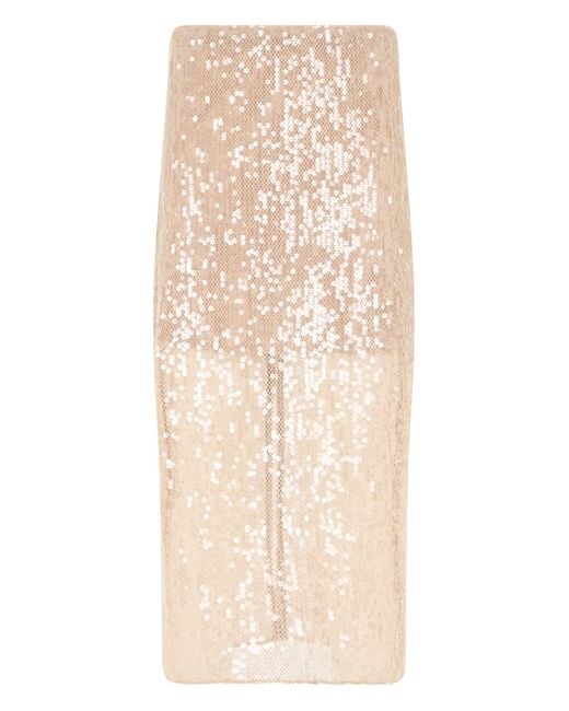 Veronica Beard Natural Midi Skirt With Sequins