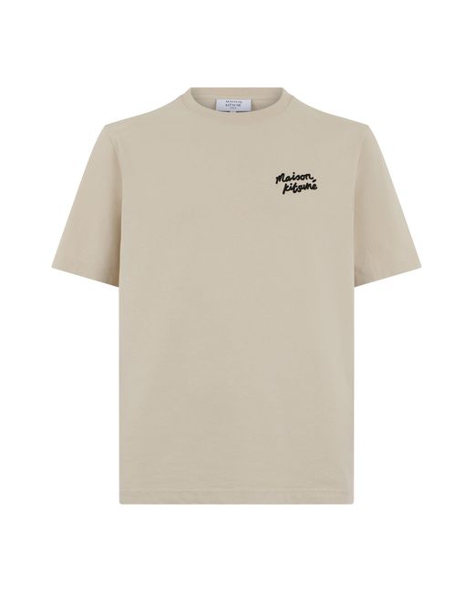 Maison Kitsuné White Cotton T-Shirt With Logo for men