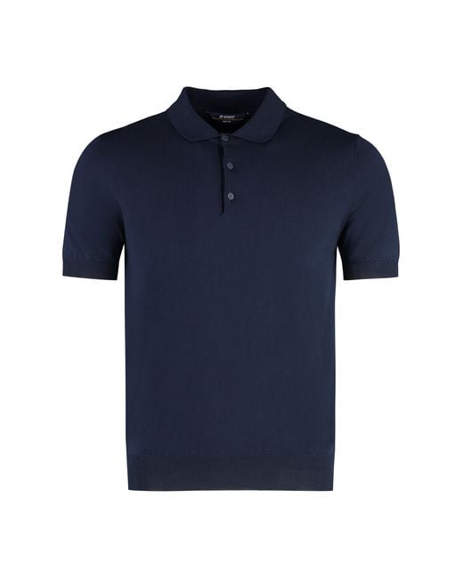 K-Way Blue Pleyne Knitted Cotton Polo Shirt for men