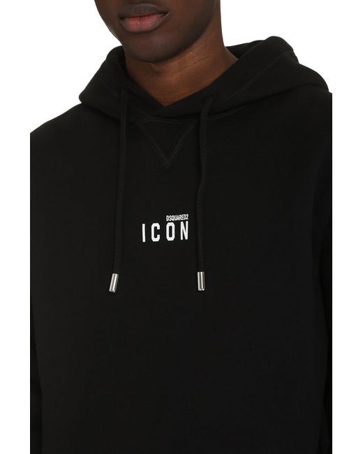 DSquared² Black Cotton Hoodie for men