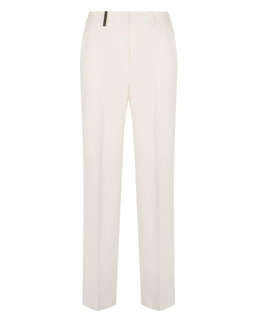 Peserico White Straight Cotton Elastic Pants