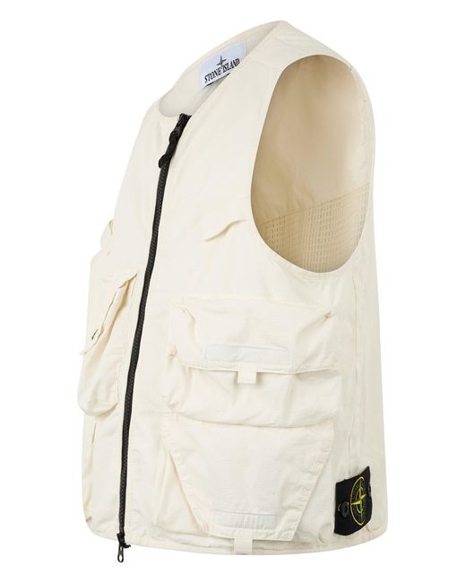 Stone Island Natural Sleeveless Jacket With Zipper for men