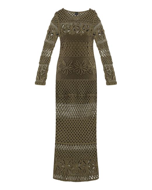 Pinko Green Openwork-Knit Long Dress