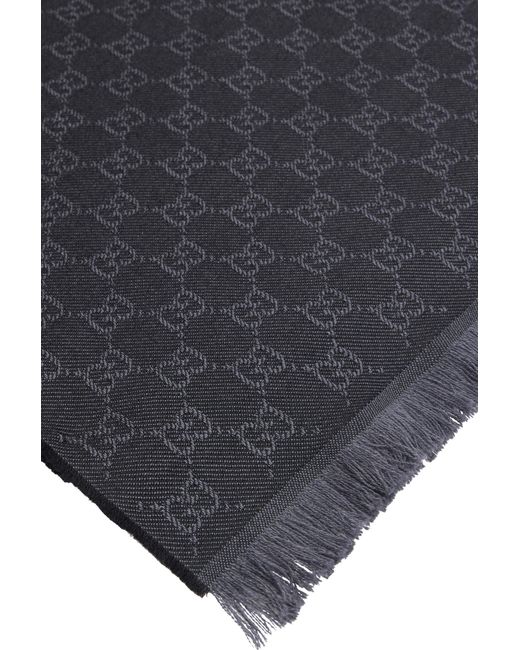 Gucci Black Wool Scarf Gg