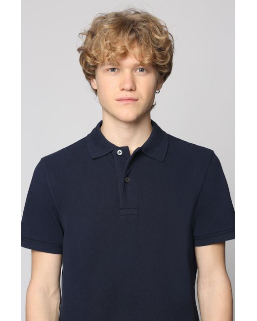 Tom Ford Blue Short Sleeve Cotton Polo Shirt for men