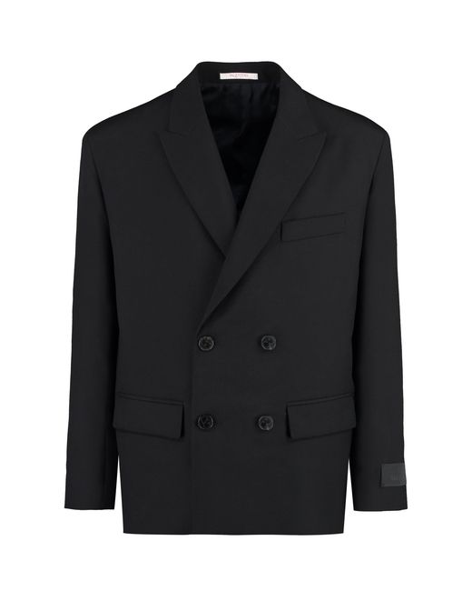 Valentino Garavani Black Double-breasted Wool Blazer for men