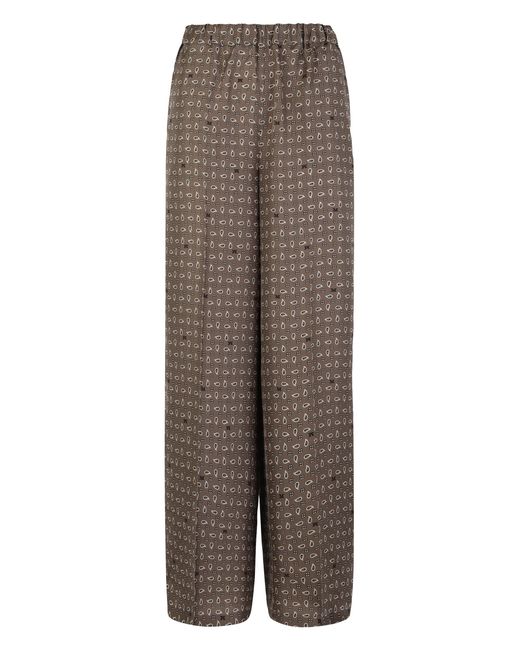 Max Mara Brown Printed Silk Pants