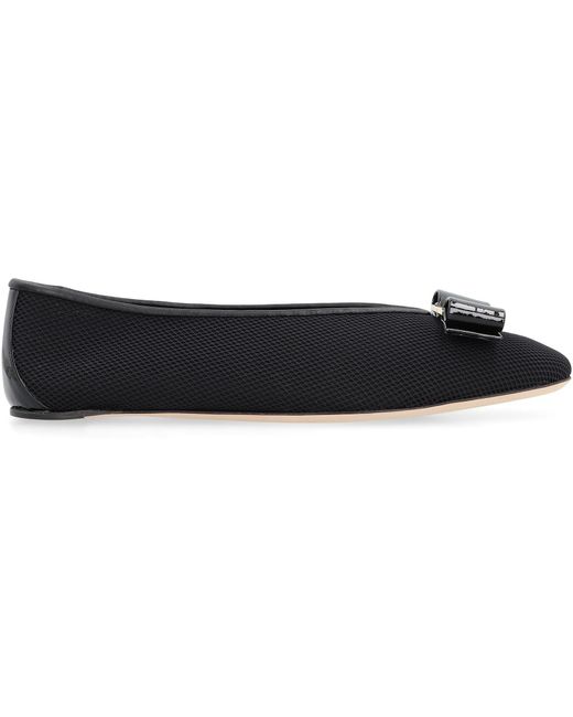 Ferragamo Black Vara Ballet Flats