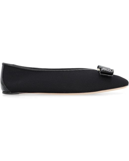 Ferragamo Black Vara Ballet Flats