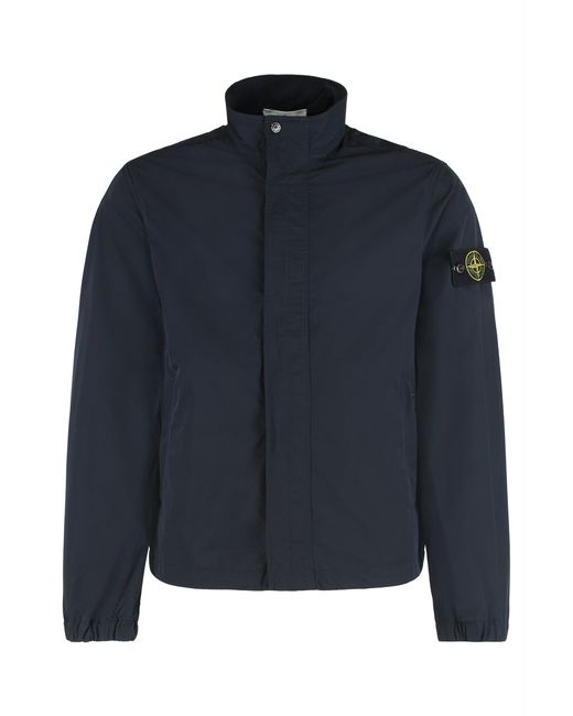 Stone Island Blue Windbreaker With Logo for men