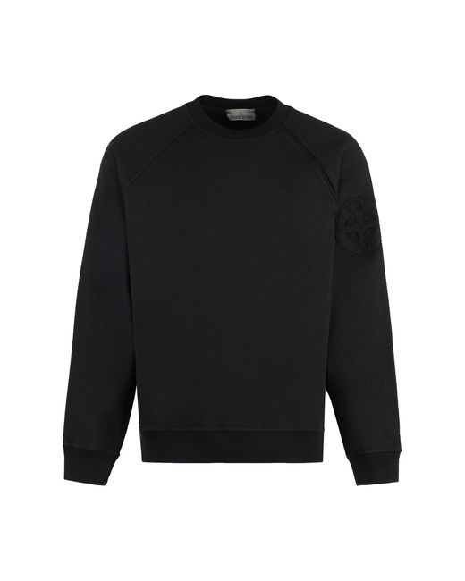 Stone Island Black Classic Cotton Crew-Neck Sweatshirt For for men