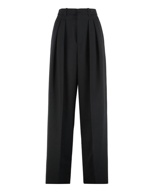 Saint Laurent Black Wool Wide-Leg Trousers