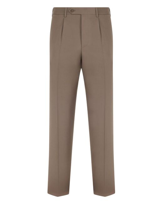 Canali Brown Straight Wool Pants for men