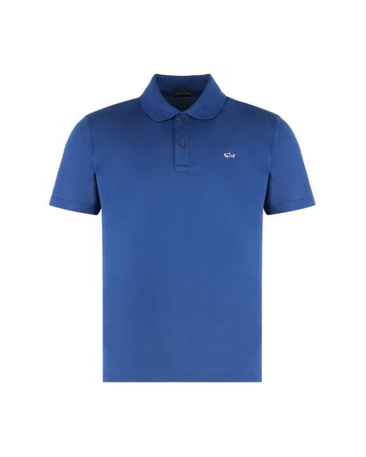 Paul & Shark Blue Solid Shirt Collar Polo for men