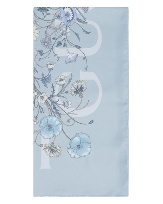 Gucci Blue Printed Silk Scarf