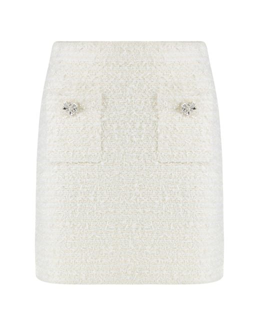 Self-Portrait White Wool Blend Cardigan