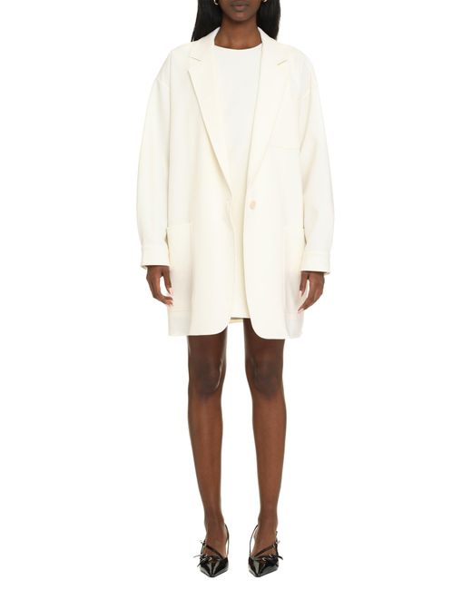 Max Mara White Elegant Virgin Wool Jacket For