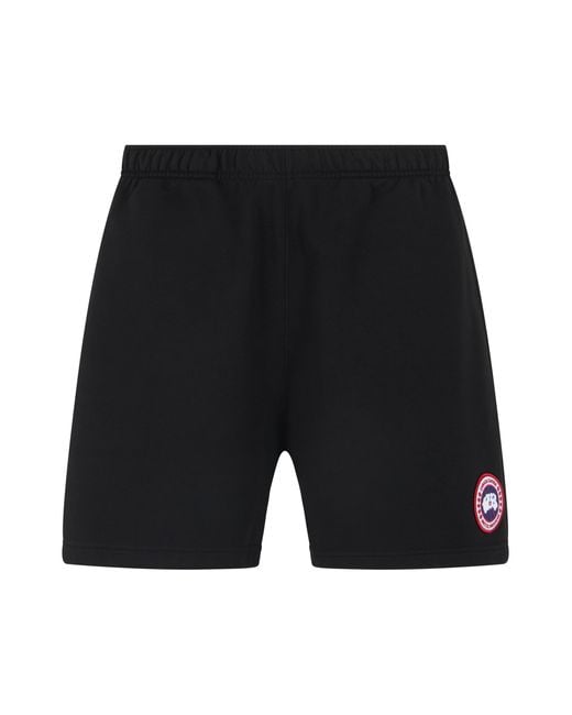 Canada Goose Black Shorts With Elastic Waist And Logo for men