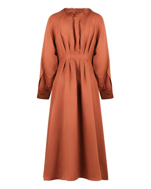 Max Mara Orange Drina Linen And Silk Dress