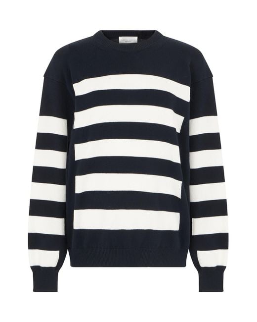 Roberto Collina Blue Round Neck Striped Sweater for men