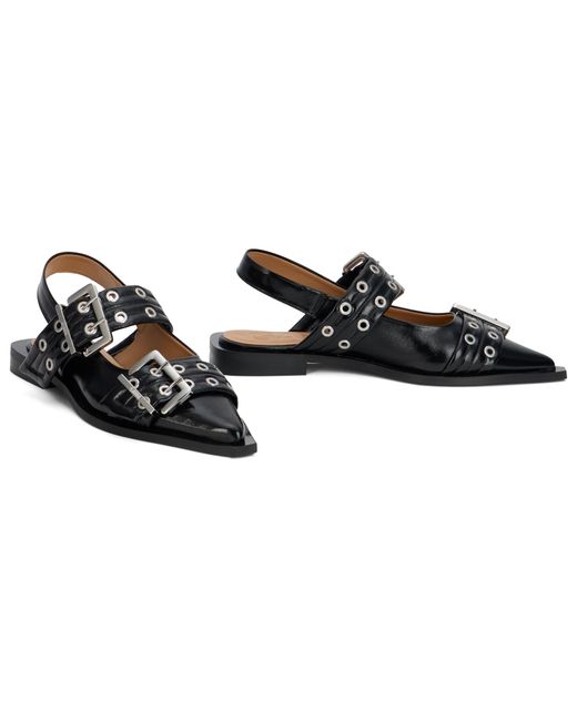 Ganni Black Flat Ballerinas With Buckle