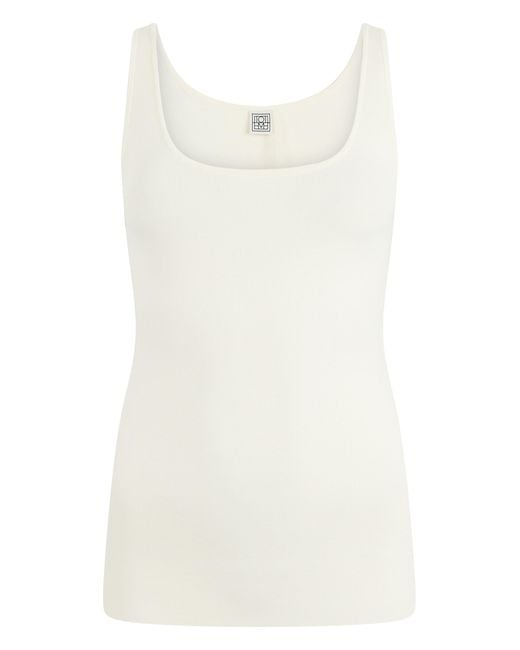 Totême White Ribbed Tank Top