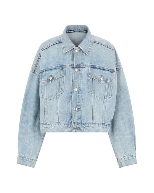 Alexander Wang Blue Cropped Mini Denim Jacket