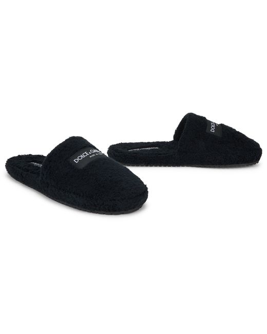 Dolce & Gabbana Black Slippers Dg Hotel for men