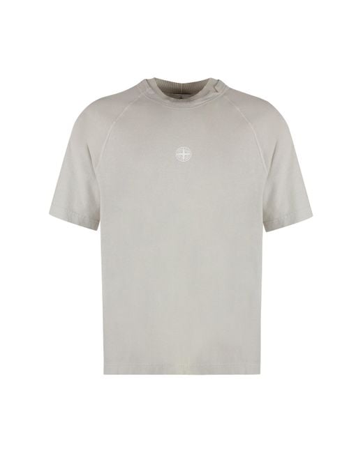 Stone Island Gray Cotton Crew-neck T-shirt for men