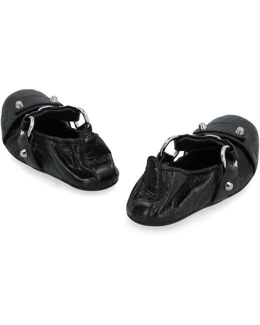 Balenciaga Black City Leather Ballet Flats