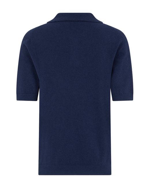 Slowear Blue Short Sleeve Polo Sweater for men