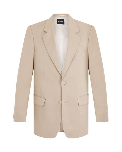 Boss Natural Single-Breasted Jacket With A Relaxed Fit for men