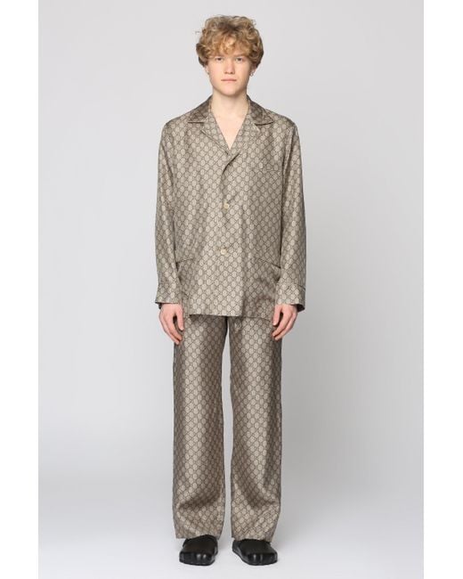 Gucci Gray Silk Trousers for men