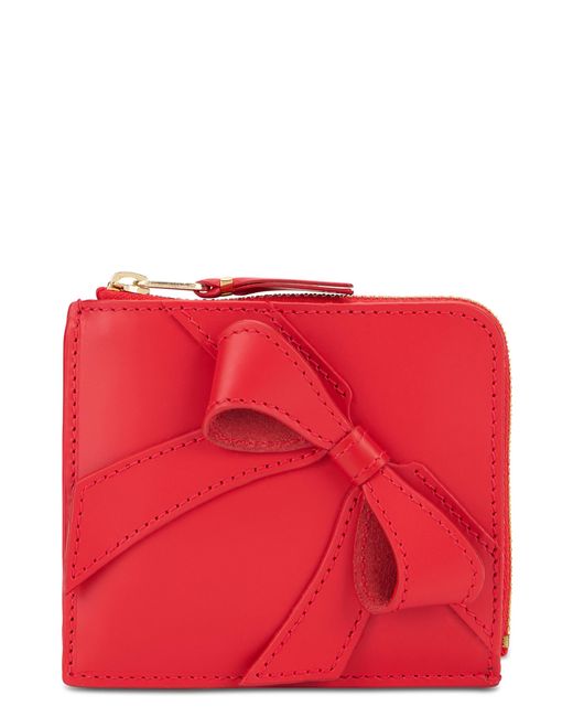 Comme des Garçons Red Leather Wallet With Bow