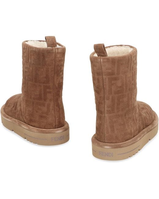 Fendi Brown Après Chic Ff Embossed Suede Boots