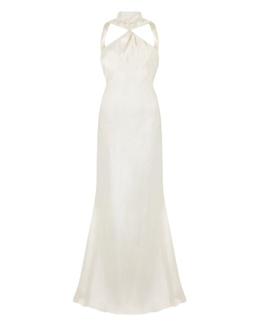 The Attico White Long Satin Dress
